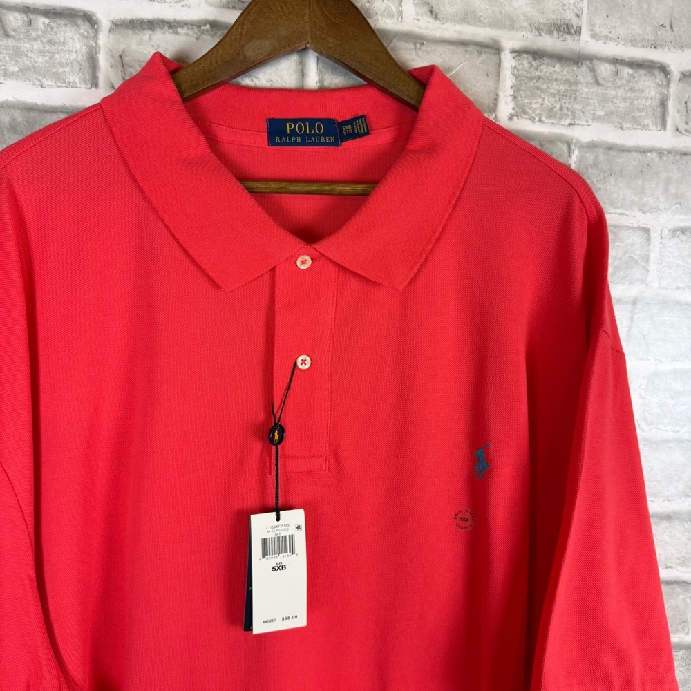 Polo Ralph Lauren Mens Salmon Red Cotton Mesh Short Sleeve Polo Shirt 5XB NWT